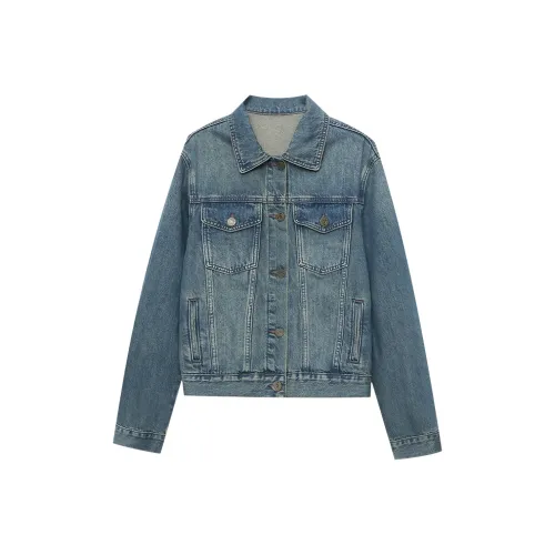 CHARM PICK Denim Jacket Women's Vintage Blue