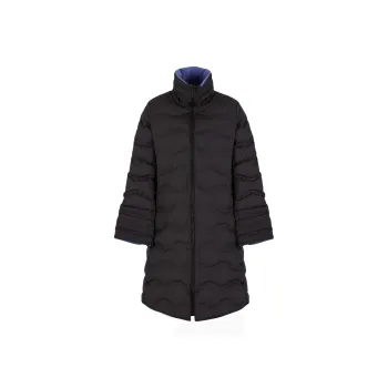 EMPORIO ARMANI Water repellent Reversible Three quarter Length Jacket In Wavy Quilted Nylon