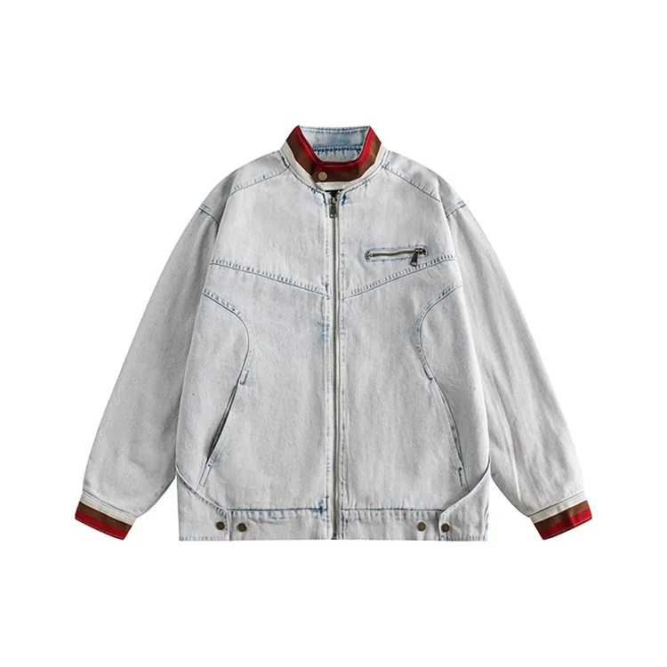 KUNZHUDAXIANG Denim Jacket Women's Multicolor Denim-0