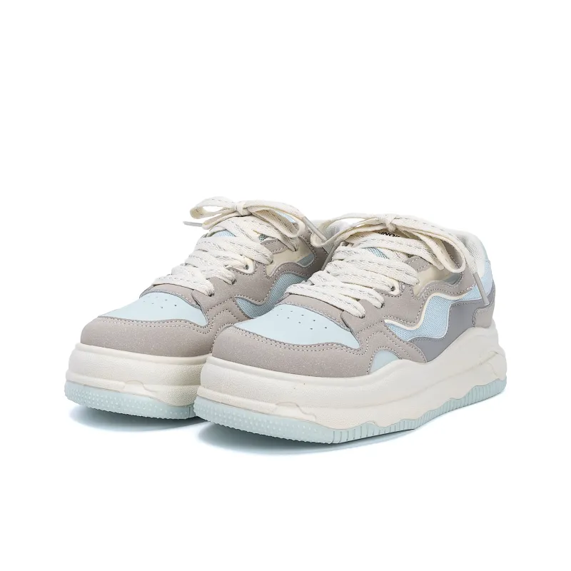 HUANQIU Coverage Abrasion Resistant Lightweight Low Top Skateboard Shoes Women's Blue Gray-2