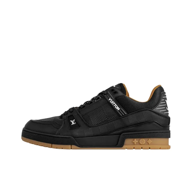 LOUIS VUITTON Trainer Low Top Skateboard Shoes Men's Black-0