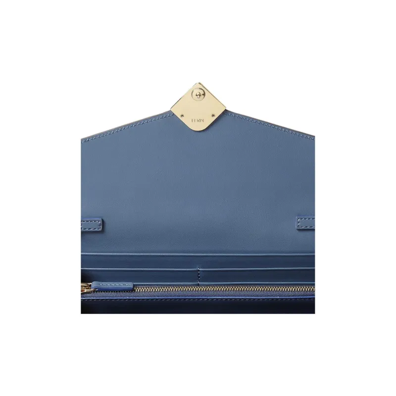 FENDI FF Diamonds Series Calfskin Shoulder Bag Women's Blue-4