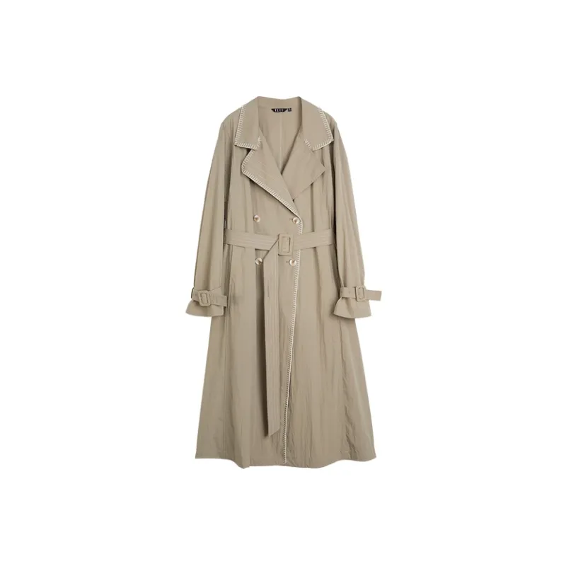 ELLE Trench Coat Women's Khaki Green-0