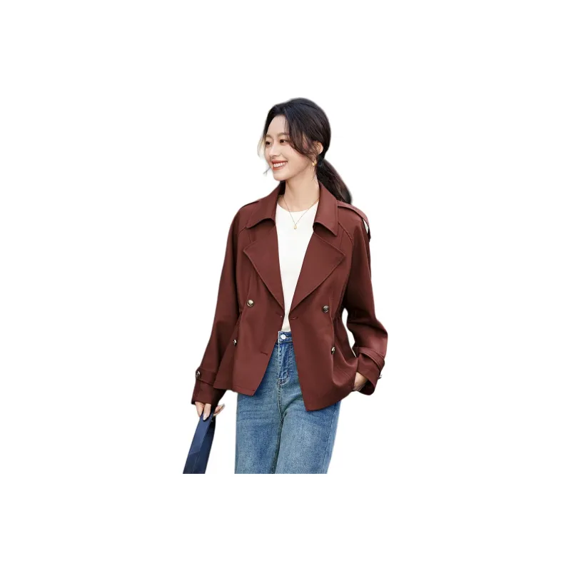 Mo Han Yi Mei Trench Coat Women's Brick Red-0