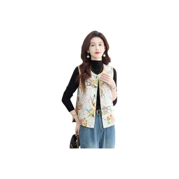 Cypress House Vest Women's Yellow Green Floral