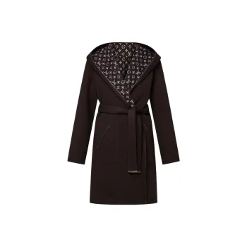 LOUIS VUITTON Reversible Signature Hooded Wrap Coat