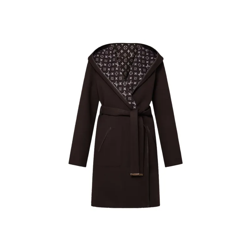 LOUIS VUITTON Reversible Signature Hooded Wrap Coat-0