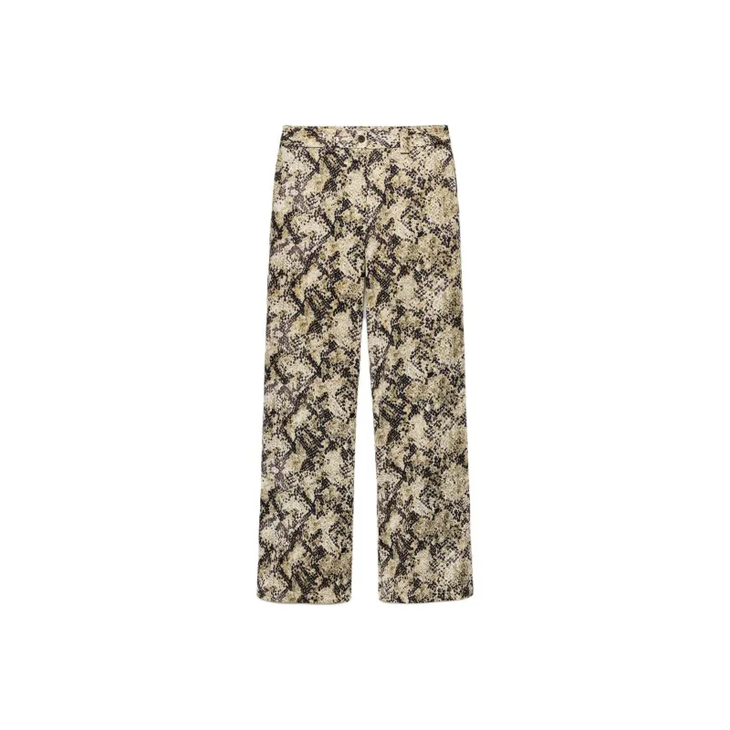 ZARA Casual Pants Women's Snakeskin Print-0