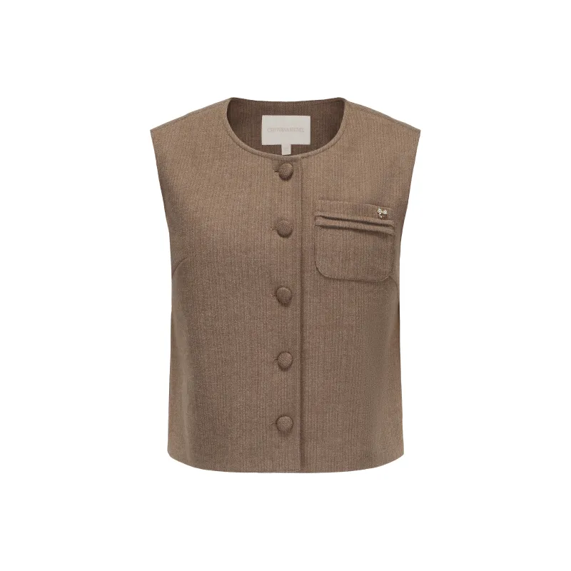 CHIWAWAMEME Vest Women's Coffee-0