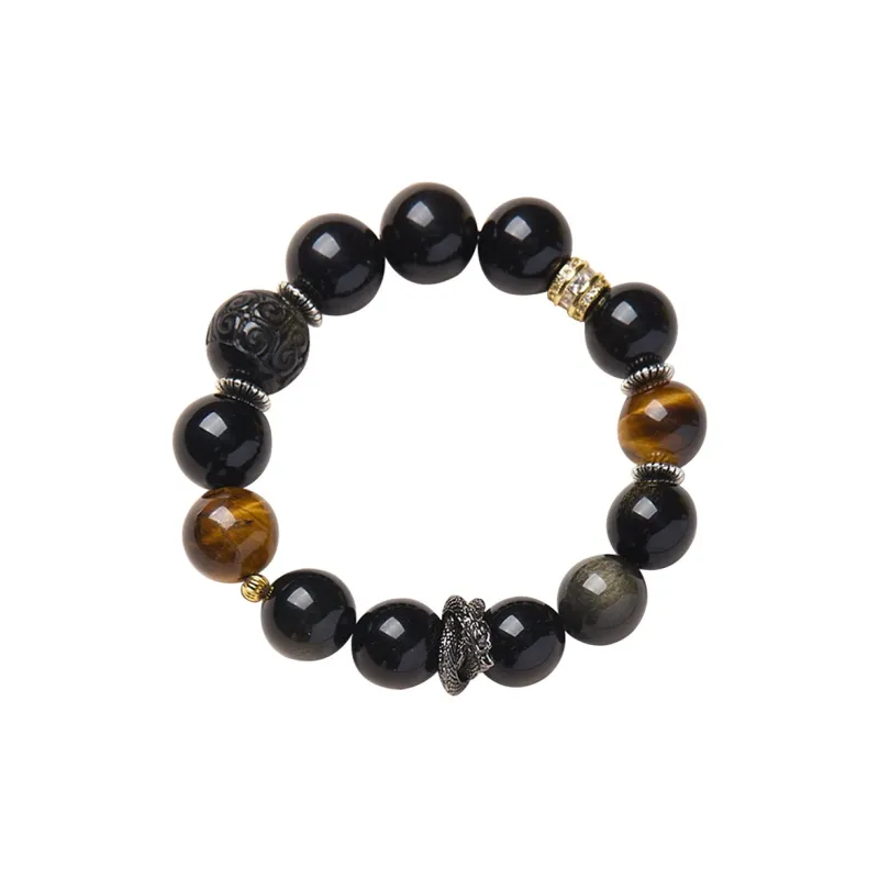 ZUIWENGLANGYASHANWENCHUANG Obsidian Bracelets Men's-0