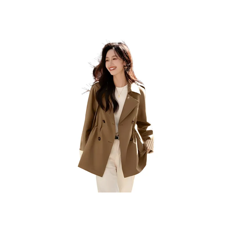 Mo Han Yi Mei Trench Coat Women's Light Coffee-0