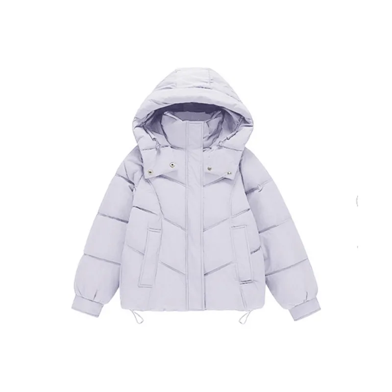 PAZZO Loose Fit Versatile Solid Color Hooded Puffer Jacket Women's-7