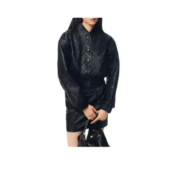 CHANEL 25P Spring Summer Preview Collection Leather Jacket Women's Black