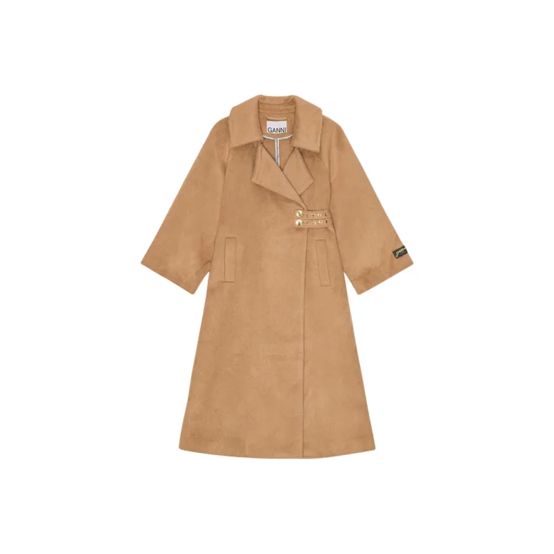 GANNI Belted Waist Long Coat-0