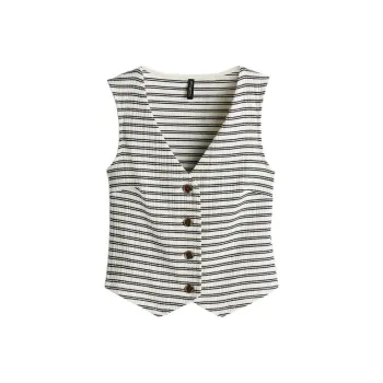 H&M Vests Women's Cream/Stripes