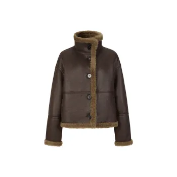 JZ. ANNAKRO Leather Jacket Women's Dark Coffee