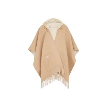 FENDI Logo Embroidered Fringed Edge Poncho