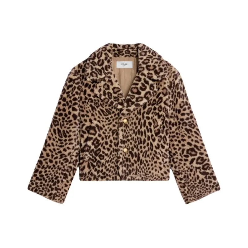 CELINE Egg shaped Peacoat In Fur effect Wool-0