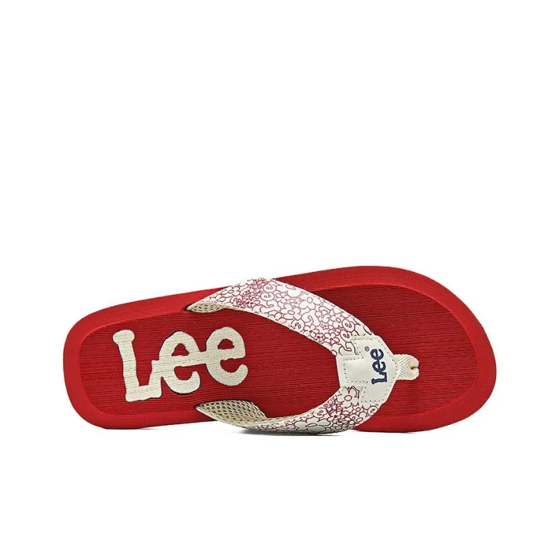 Lee EVA Rubber Sole Stitching Graffiti Odor Resistant Abrasion Resistant Slip Resistant Quick Dry Flip Flops Men's Red-2