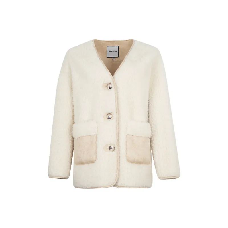JESSYLINE Velvet feel Coat Women's Light Yellow-0