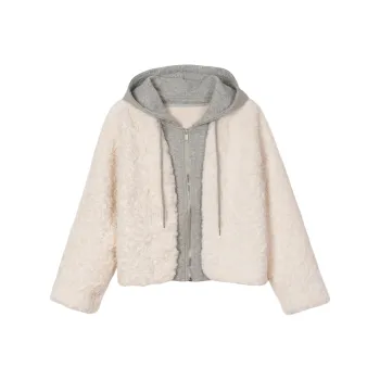 FAWENXIANGZI Velvet feel Coat Women's Apricot