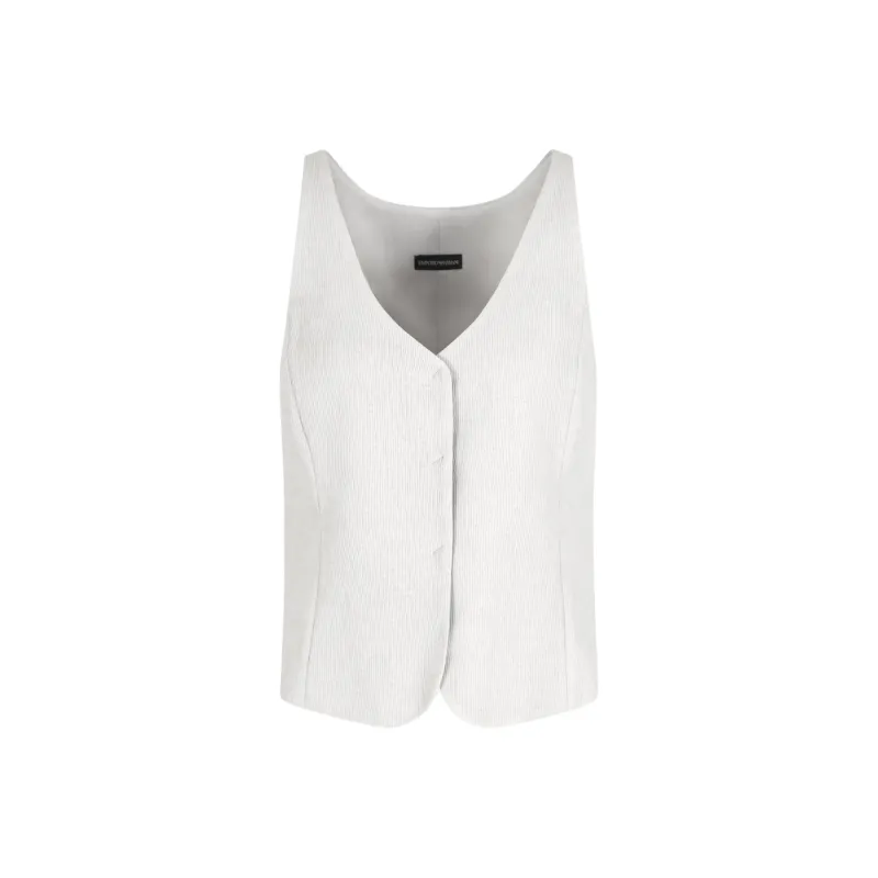 EMPORIO ARMANI Fluid Canneté V neck Waistcoat-0