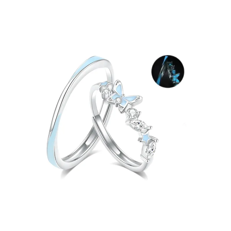 MISS TOOYA S999 Fine Silver With Zircon Rings Unisex-0