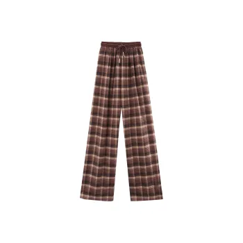 A Paradise For Awakening Casual Pants Women's Red Plaid