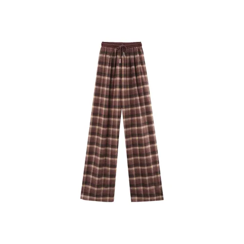 A Paradise For Awakening Casual Pants Women's Red Plaid