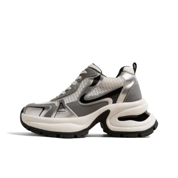 KODI Anti Slip And Wear Resistant Height Increasing Low Top Chunky Sneakers Women's Silver