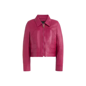 COACH Leather Jacket Women's Red