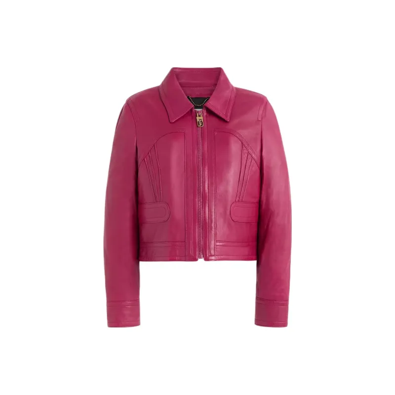 COACH Leather Jacket Women's Red-0