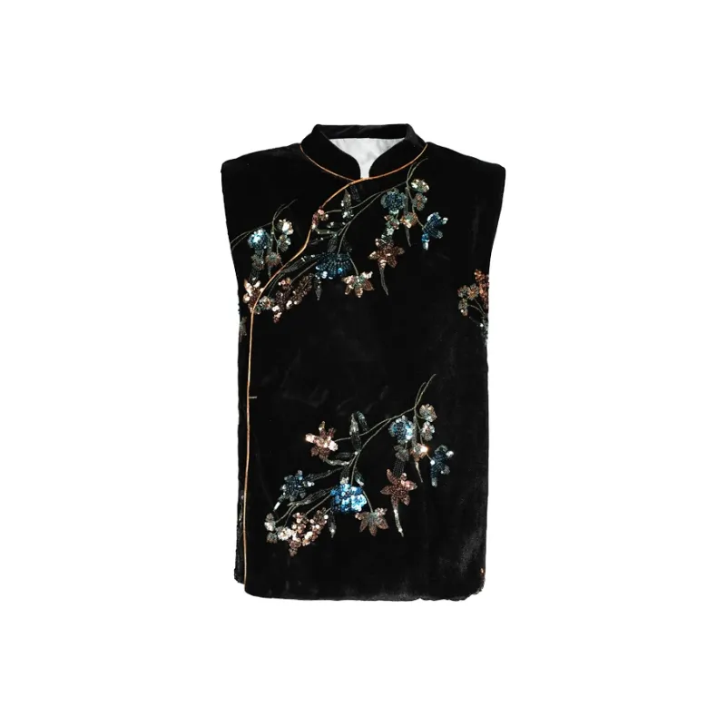 XINGHEHANGE New Chinese Style Vest Women's Black-0