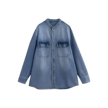 Initial Language Denim Jacket Women's Medium Blue