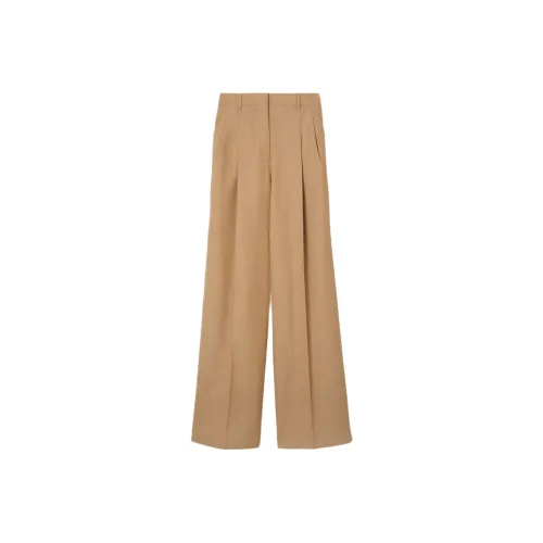 Burberry High Waist Wide Leg Pleated Trousers