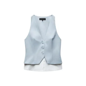 ZARA Vests Women's Blue Gray