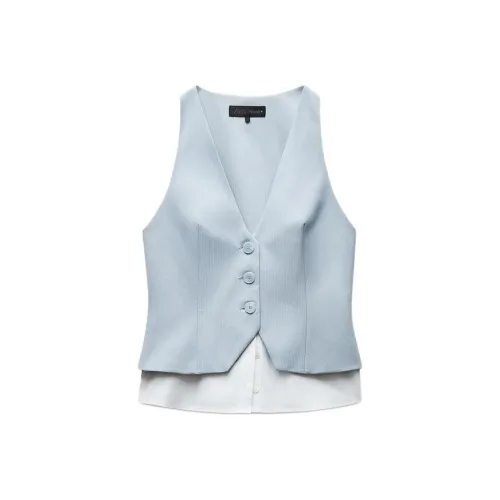 ZARA Vests Women's Blue Gray