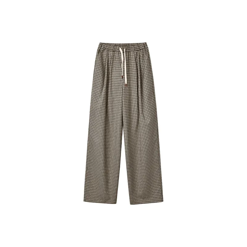 SINBOS Casual Pants Women's Yellow And Black Plaid-0