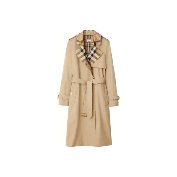 Burberry Plaid collar Gabardine Trench Coat