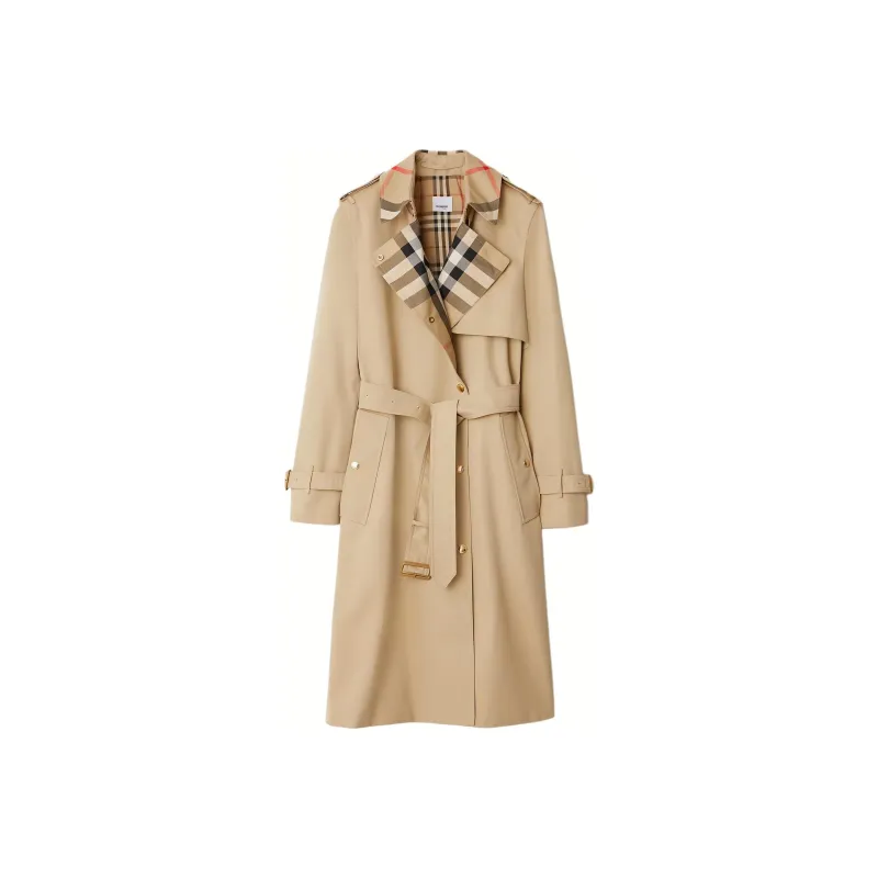 Burberry Plaid collar Gabardine Trench Coat-0