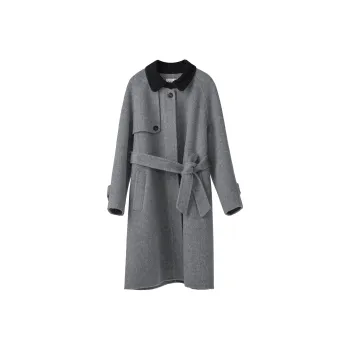 Fstudio Korean Advanced Pure Wool Long Coat Women's Gray