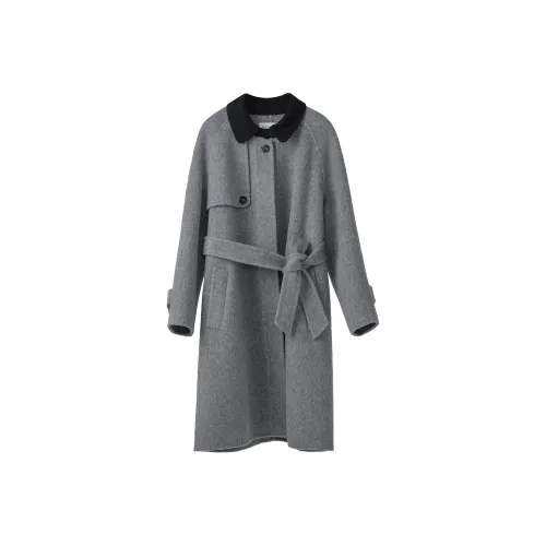Fstudio Korean Advanced Pure Wool Long Coat Women's Gray