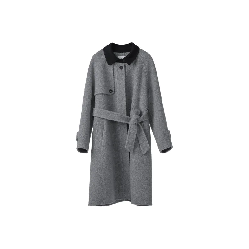 Fstudio Korean Advanced Pure Wool Long Coat Women's Gray-0