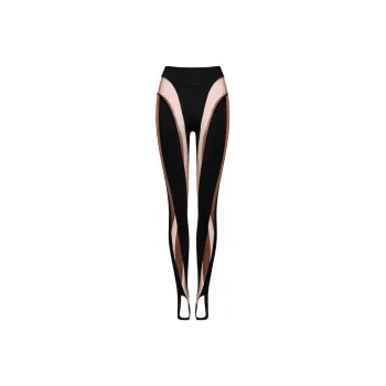 H&M Mesh Paneled Stirrup Leggings Dark Brown