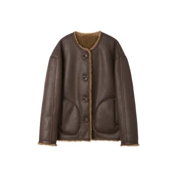 SINBOS Fur Women's Peng Military Coffee