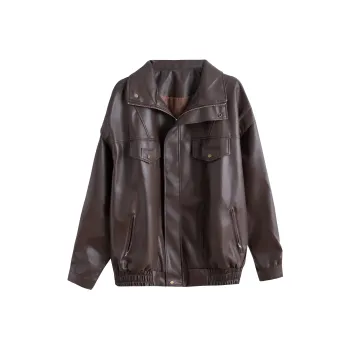 Juden Choi Leather Jacket Women's Coffee
