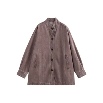 Initial Language Denim Jacket Women's Brick Pink