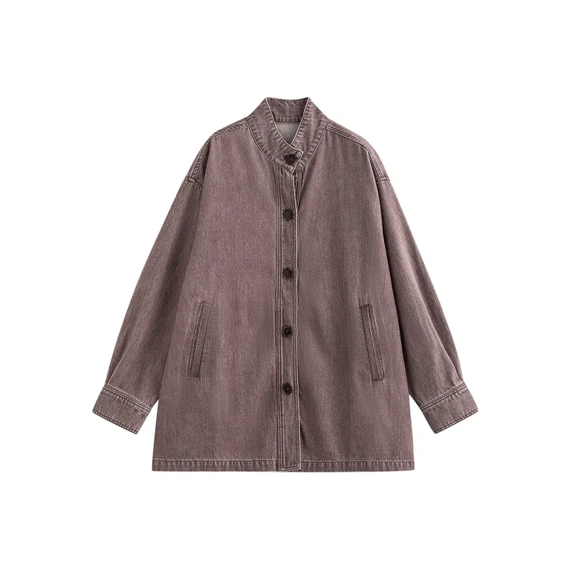 Initial Language Denim Jacket Women's Brick Pink-0