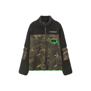 NO ONE ELSE Velvet feel Coat Unisex Green Camouflage