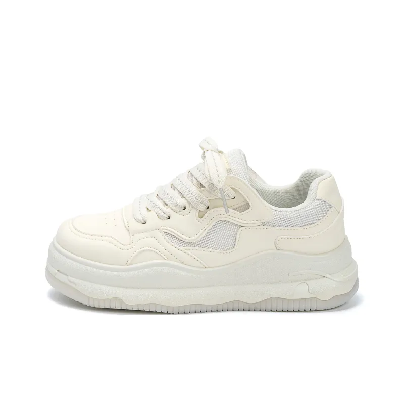 HUANQIU Coverage Abrasion Resistant Lightweight Low Top Skateboard Shoes Women's Beige-0